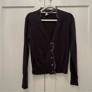 J. Crew Navy 100% Merino Wool w/ Silk Trim Cardigan